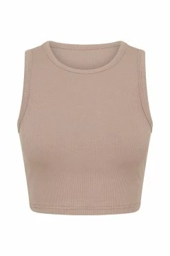ROM Bryn Cropped Tank Top - Taupe All Tops 13 ROM Bryn Cropped Tank Top - Taupe All Tops
