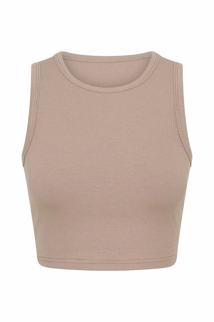 ROM Bryn Cropped Tank Top - Taupe All Tops 7 ROM Bryn Cropped Tank Top - Taupe All Tops
