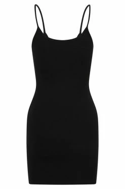 ROM DRESSES Alexis Mini Ribbed Dress - Black