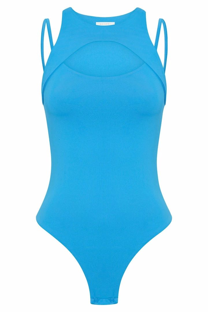 WXI Kenzie Strappy Cut Out Bodysuit - Cyan Blue 9 WXI Kenzie Strappy Cut Out Bodysuit - Cyan Blue