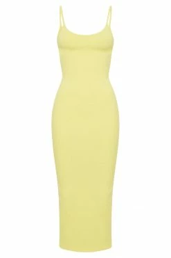 ROM DRESSES Alexis Ribbed Cami Midi Dress - Yellow
