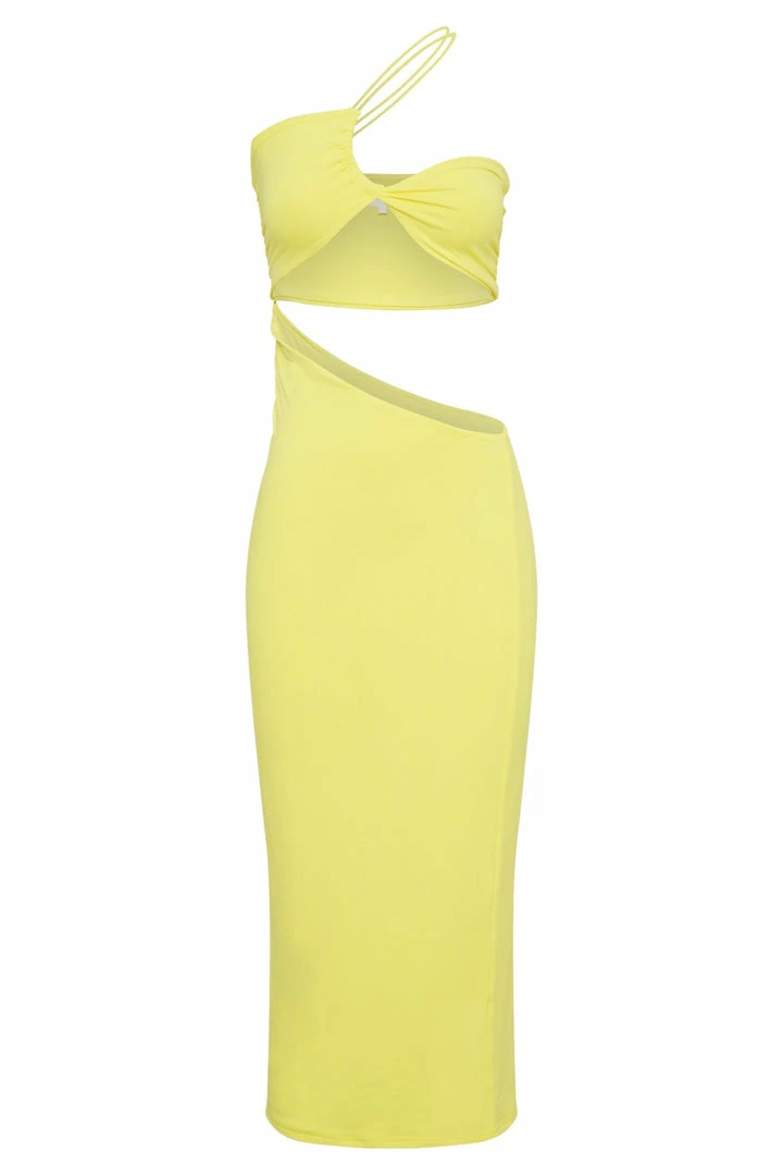 WXI Keira Side Cut Out Midii Dress - Yellow DRESSES 8 WXI Keira Side Cut Out Midii Dress - Yellow DRESSES