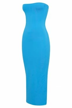 WXI DRESSES Cassidy Strapless Midi Dress - Cyan Blue