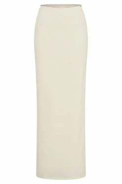 AMC Two Piece Sets Sweeney Diamante Maxi Skirt With Split - Bone