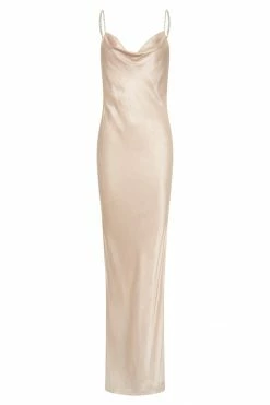JLW Sera Diamante Maxi Dress With Low Back - Champagne DRESSES 19 JLW Sera Diamante Maxi Dress With Low Back - Champagne DRESSES