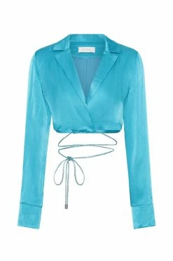 BSD Two Piece Sets Talulah Diamante Rope Shirt - Cyan Blue