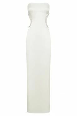 BSD Lawry Diamante Cut Out Maxi Dress - White DRESSES 15 BSD Lawry Diamante Cut Out Maxi Dress - White DRESSES