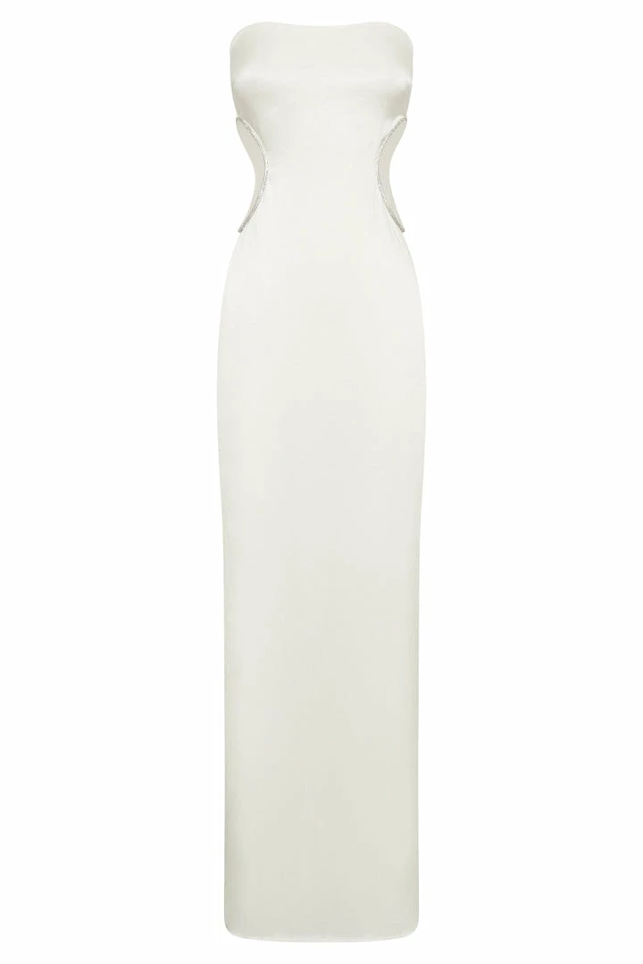 BSD Lawry Diamante Cut Out Maxi Dress - White DRESSES 8 BSD Lawry Diamante Cut Out Maxi Dress - White DRESSES