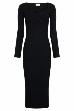 EMS DRESSES Gillian Recycled Knit Midi Dress - Black