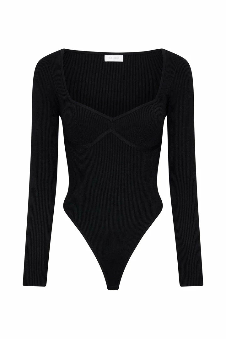 EMS Rinna Recycled Knit Scoop Neck Bodysuit - Black 8 EMS Rinna Recycled Knit Scoop Neck Bodysuit - Black