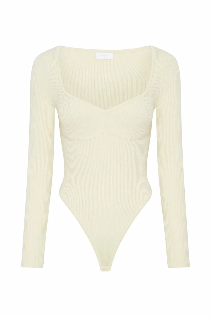 EMS All Tops Rinna Recycled Knit Scoop Neck Bodysuit - Cream 7 EMS All Tops Rinna Recycled Knit Scoop Neck Bodysuit - Cream