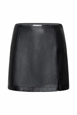 WNT All Bottoms Saylor A Line Faux Leather Mini Skirt - Black