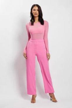 WXI Blaire Mesh Long Sleeve Bodysuit - Pink 10 WXI Blaire Mesh Long Sleeve Bodysuit - Pink