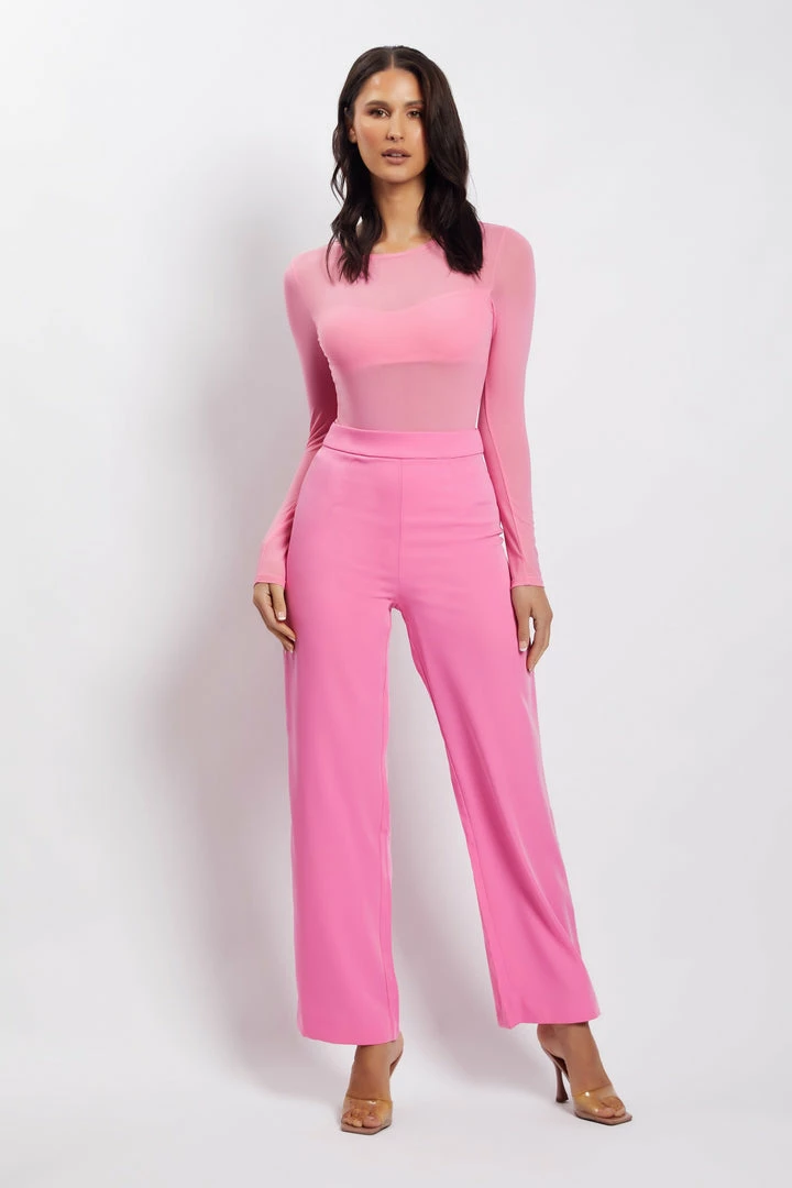 WXI Blaire Mesh Long Sleeve Bodysuit - Pink 5 WXI Blaire Mesh Long Sleeve Bodysuit - Pink