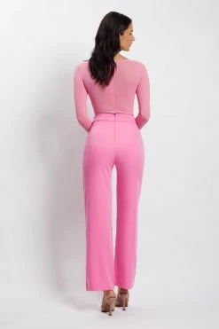 WXI Blaire Mesh Long Sleeve Bodysuit - Pink