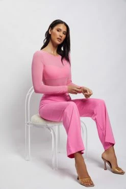 WXI Blaire Mesh Long Sleeve Bodysuit - Pink 11 WXI Blaire Mesh Long Sleeve Bodysuit - Pink