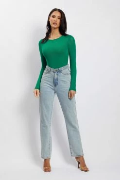 WXI All Tops Blaire Mesh Long Sleeve Bodysuit - Green