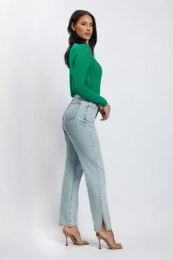 WXI All Tops Blaire Mesh Long Sleeve Bodysuit - Green