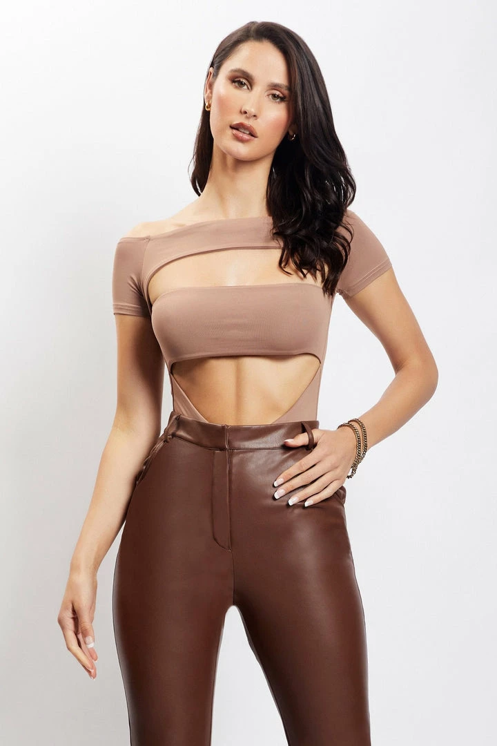 WXI Breanna Cut Out Bodysuit - Light Brown 1 WXI Breanna Cut Out Bodysuit - Light Brown