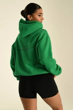 QNG Bree Oversized Fleeceback Hoodie - Bright Green