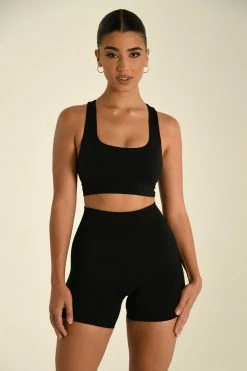 MGH Athleisure Thea Racerback Crop Top - Black