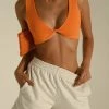 WXI Angela Twist Front Crop Top - Tangerine