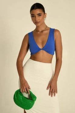WXI Angela Twist Front Crop Top - Cobalt Blue