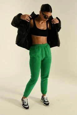 QNG Camille Oversized Fleeceback Jogger - Bright Green Sweaters & Hoodies