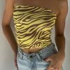 ROM Dina Bandeau Crop Top - Zebra Print