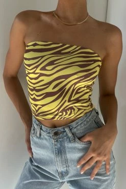ROM Dina Bandeau Crop Top - Zebra Print
