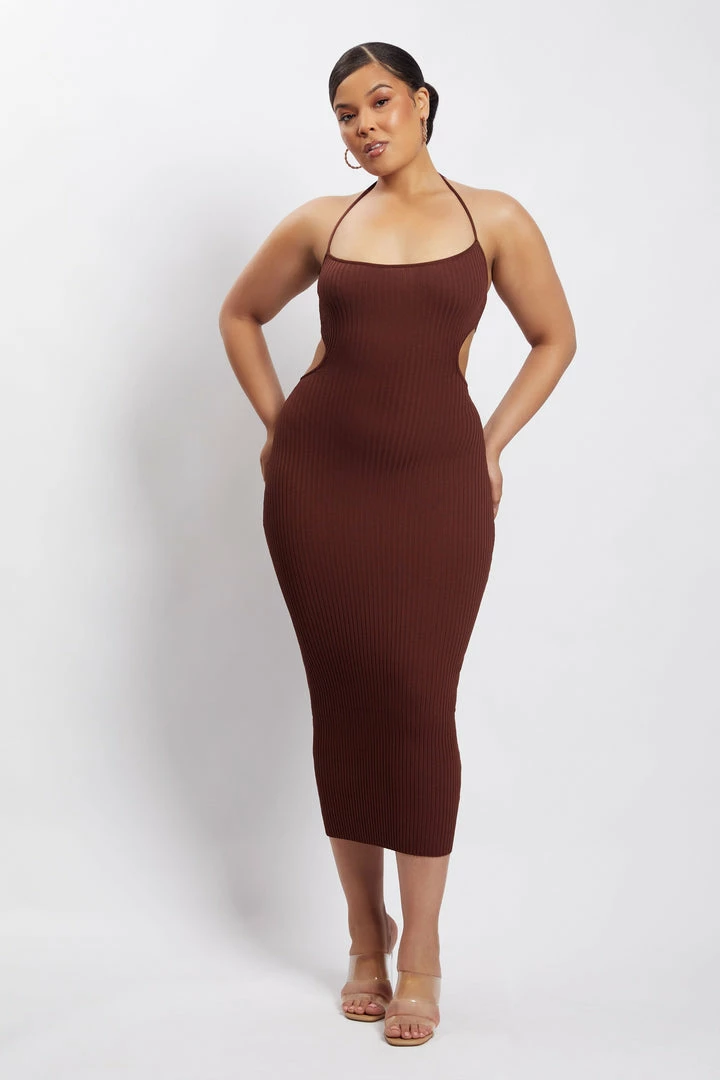 EMS DRESSES Morgan Halter Knit Midi Dress - Chocolate 7 EMS DRESSES Morgan Halter Knit Midi Dress - Chocolate