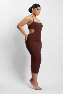 EMS DRESSES Morgan Halter Knit Midi Dress - Chocolate 23 EMS DRESSES Morgan Halter Knit Midi Dress - Chocolate