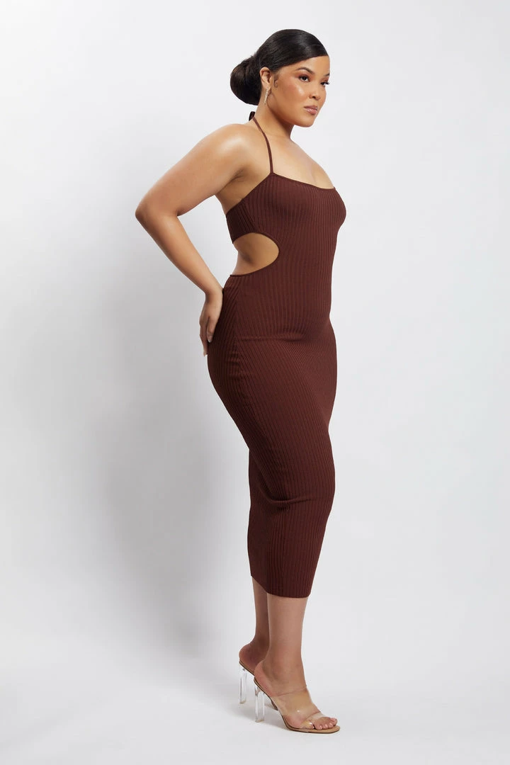 EMS DRESSES Morgan Halter Knit Midi Dress - Chocolate 11 EMS DRESSES Morgan Halter Knit Midi Dress - Chocolate