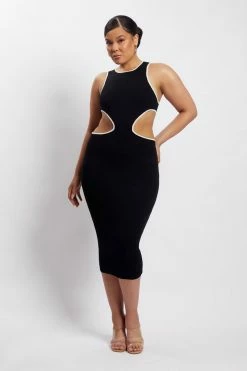 SOP Lela Cut Out Midi Dress - Black DRESSES 26 SOP Lela Cut Out Midi Dress - Black DRESSES