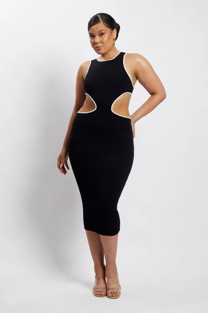 SOP Lela Cut Out Midi Dress - Black DRESSES 10 SOP Lela Cut Out Midi Dress - Black DRESSES