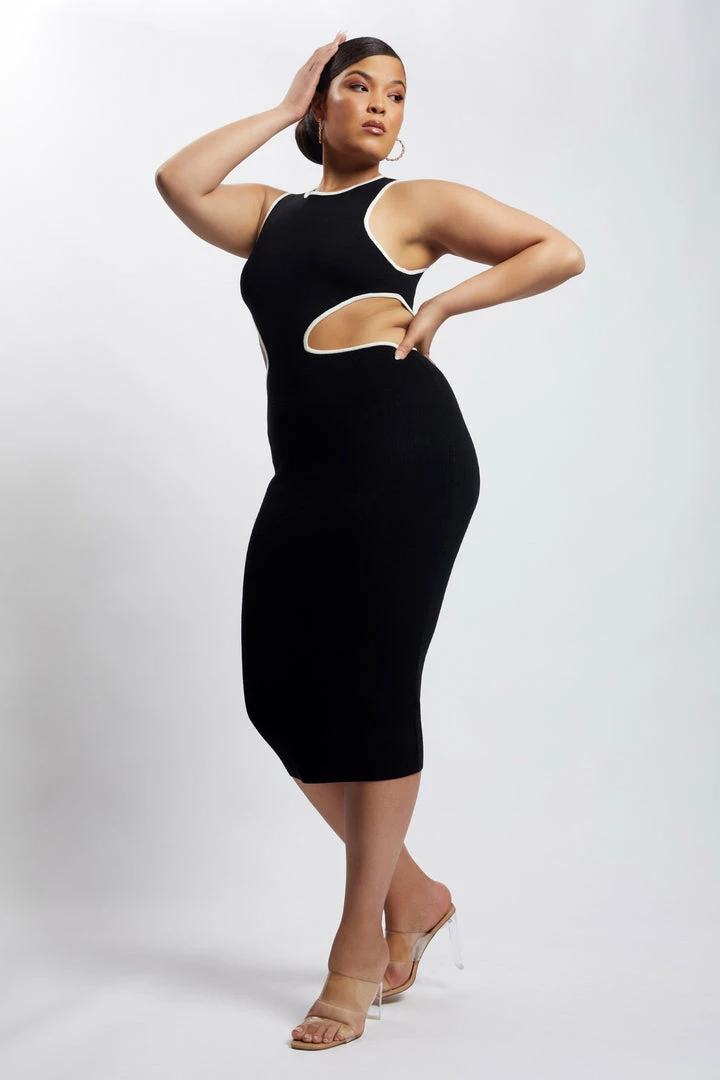 SOP Lela Cut Out Midi Dress - Black DRESSES 13 SOP Lela Cut Out Midi Dress - Black DRESSES