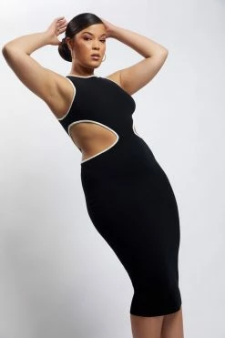 SOP Lela Cut Out Midi Dress - Black DRESSES 30 SOP Lela Cut Out Midi Dress - Black DRESSES