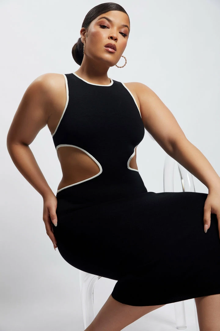 SOP Lela Cut Out Midi Dress - Black DRESSES 9 SOP Lela Cut Out Midi Dress - Black DRESSES