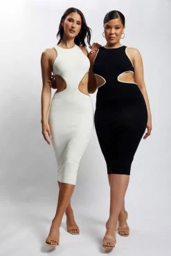 SOP Lela Cut Out Midi Dress - Black DRESSES 32 SOP Lela Cut Out Midi Dress - Black DRESSES