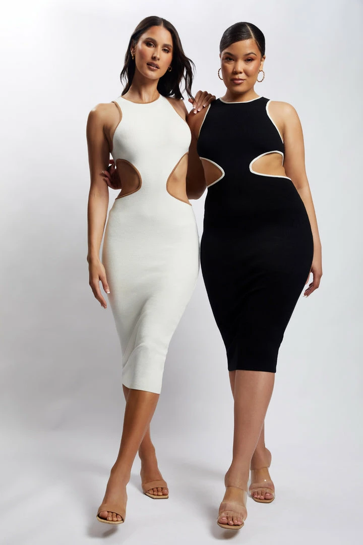 SOP Lela Cut Out Midi Dress - Black DRESSES 16 SOP Lela Cut Out Midi Dress - Black DRESSES