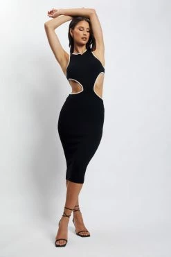 SOP Lela Cut Out Midi Dress - Black DRESSES 19 SOP Lela Cut Out Midi Dress - Black DRESSES