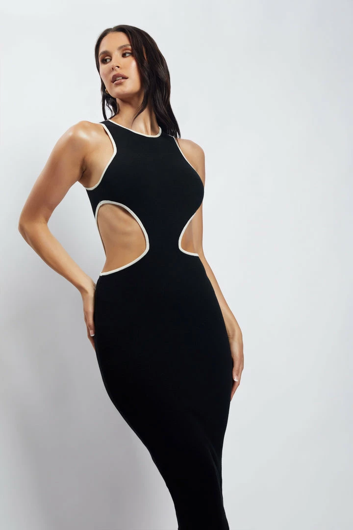 SOP Lela Cut Out Midi Dress - Black DRESSES 7 SOP Lela Cut Out Midi Dress - Black DRESSES