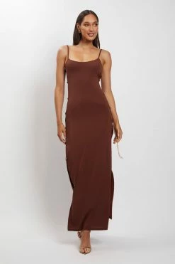 AMC Rylee Exposed Sides Maxi Dress - Chocolate DRESSES 13 AMC Rylee Exposed Sides Maxi Dress - Chocolate DRESSES