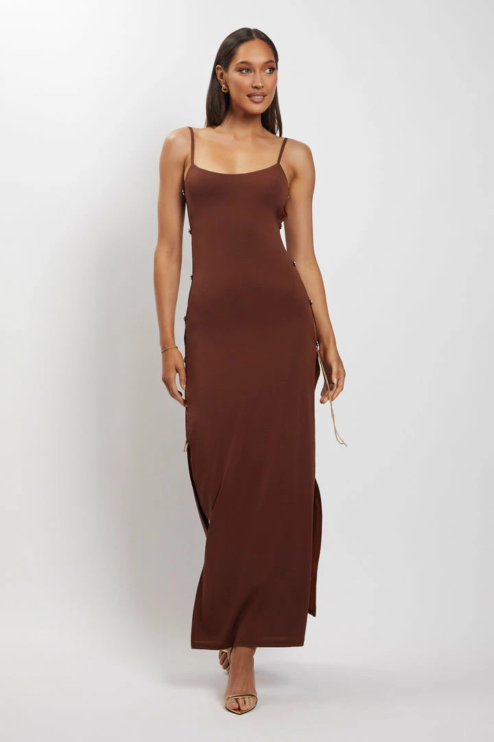 AMC Rylee Exposed Sides Maxi Dress - Chocolate DRESSES 4 AMC Rylee Exposed Sides Maxi Dress - Chocolate DRESSES