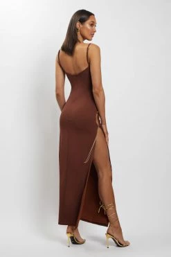 AMC Rylee Exposed Sides Maxi Dress - Chocolate DRESSES 12 AMC Rylee Exposed Sides Maxi Dress - Chocolate DRESSES