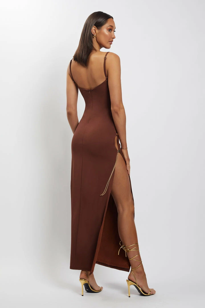AMC Rylee Exposed Sides Maxi Dress - Chocolate DRESSES 3 AMC Rylee Exposed Sides Maxi Dress - Chocolate DRESSES