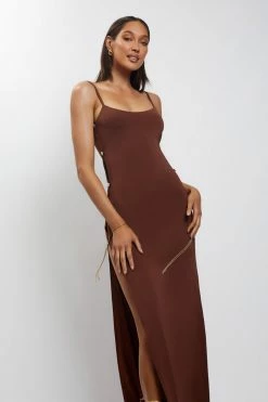 AMC Rylee Exposed Sides Maxi Dress - Chocolate DRESSES 19 AMC Rylee Exposed Sides Maxi Dress - Chocolate DRESSES