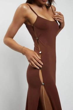 AMC Rylee Exposed Sides Maxi Dress - Chocolate DRESSES 17 AMC Rylee Exposed Sides Maxi Dress - Chocolate DRESSES