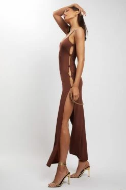 AMC Rylee Exposed Sides Maxi Dress - Chocolate DRESSES