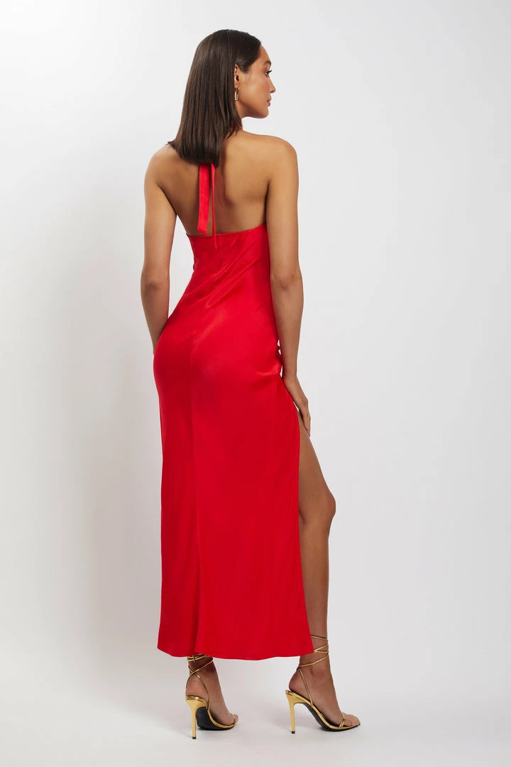 HSH DRESSES Tanja Halter Neck Side Split Midi Dress - Red 3 HSH DRESSES Tanja Halter Neck Side Split Midi Dress - Red
